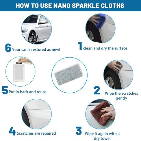 New Nano Sparkle Cloth Car Scratch Remover, Car Scratch Repair Paste, Car Scratch Repair Paste Polishing Wax, Nano Sparkle Cloth for Car Scratches, Magic Car Scratch Repair Cloth in Saudi Arabia