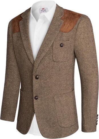 PJ PAUL JONES Men's Blazer Herringbone Tweed Sport Coats Two Button Wool Blend Formal Jacket in Saudi Arabia