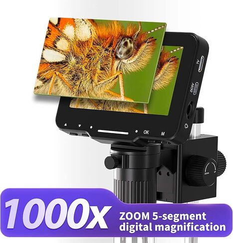 مجهر رقمي YEECOPON CM2 1000x، مكبر للعملات المعدنية مع 8 مصابيح LED قابلة للتعديل، متوافق مع iPhone وAndroid وMac وWindows in Kuwait