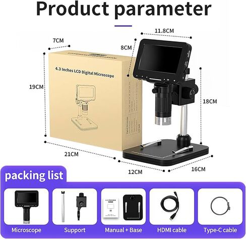 مجهر رقمي YEECOPON CM2 1000x، مكبر للعملات المعدنية مع 8 مصابيح LED قابلة للتعديل، متوافق مع iPhone وAndroid وMac وWindows in Kuwait