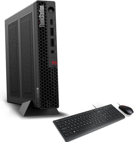 Lenovo ThinkStation P3 Tiny WiFi Business Mini Desktop (Intel i7-13700T 16-Core, 64GB RAM, 1TB PCIe SSD, T1000, Bluetooth, HDMI, USB 3.2, Black, Win 10 Pro) with Hub in Saudi Arabia