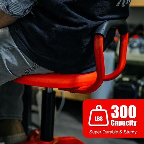 Garage Stool, Adjustable Height Swivel Work Bar Mechanic Stool, Shop Stool with Backrest, Pneumatic Shop Stool for Home, Bar and Shop, 300 LBS Capacity, 360° Rotation, Heavy Duty, Black in Kuwait