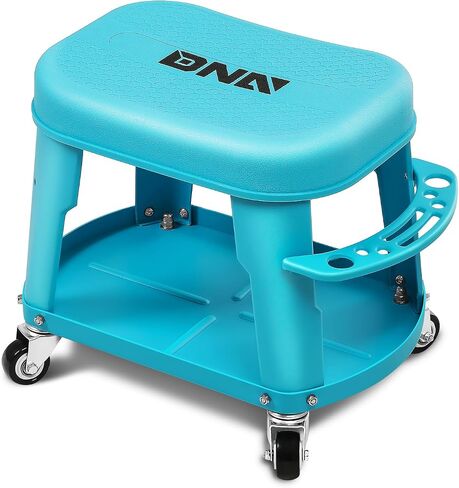 DNA MOTORING Padded Adjustable Height Seat 330lbs Capacity Rolling Mechanic Creeper Stool, W/Tool Storage Drawer & Tray, TOOLS-00601, Black-3 in Saudi Arabia