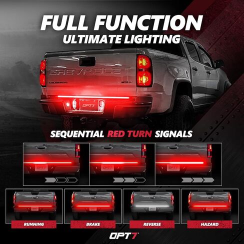 OPT7 60 بوصة Redline شريط إضاءة LED ثلاثي الصف مع إشارة انعطاف كهرماني متتابعة - شريط إضاءة بإطار من الألومنيوم الصلب المقاوم للطقس للشاحنات - بدون تركيب مثقاب - تشغيل فرامل عكسي كامل الوظائف in Kuwait