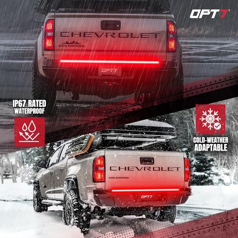 OPT7 60 بوصة Redline شريط إضاءة LED ثلاثي الصف مع إشارة انعطاف كهرماني متتابعة - شريط إضاءة بإطار من الألومنيوم الصلب المقاوم للطقس للشاحنات - بدون تركيب مثقاب - تشغيل فرامل عكسي كامل الوظائف in Kuwait