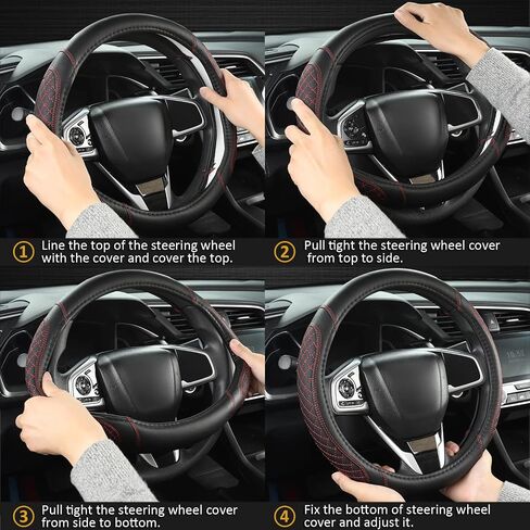 غطاء عجلة قيادة السيارة West Llama لسيارة Ford F-150، F-250، F-350، إكسبيديشن بملمس ثلاثي الأبعاد (أسود + خط أحمر - حجم كبير) in Kuwait