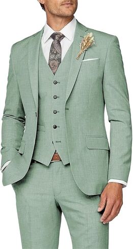 Wangyue Mens Suit 3 Piece Slim Fit Suit for Men Formal Business Suit Wedding Groom Prom Tuxedo Dinner Party in Kuwait