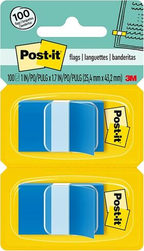 Post-it Flags, 50/Dispenser, 2 Dispensers/Pack, 1 in Wide, Bright Blue (680-BB2) in Saudi Arabia