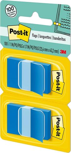 Post-it Flags, 50/Dispenser, 2 Dispensers/Pack, 1 in Wide, Bright Blue (680-BB2) in Saudi Arabia
