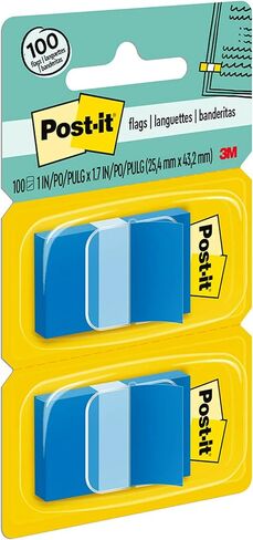 Post-it Flags, 50/Dispenser, 2 Dispensers/Pack, 1 in Wide, Bright Blue (680-BB2) in Saudi Arabia