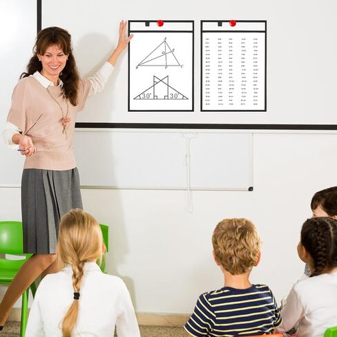 Dry Erase Pockets-Reusable Write and Wipe Pocket with 2 Rings,14.2 x 10 inches,Black Clear Plastic Sheet Protectors-for Teacher School Classroom Supplies,Office Worksheets, 30 Pack,Bulk in Saudi Arabia