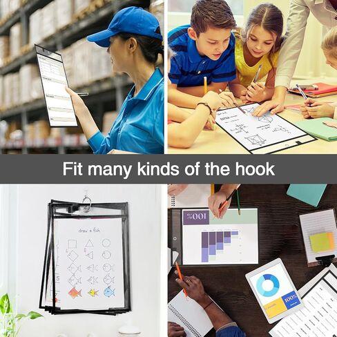 Dry Erase Pockets-Reusable Write and Wipe Pocket with 2 Rings,14.2 x 10 inches,Black Clear Plastic Sheet Protectors-for Teacher School Classroom Supplies,Office Worksheets, 30 Pack,Bulk in Saudi Arabia