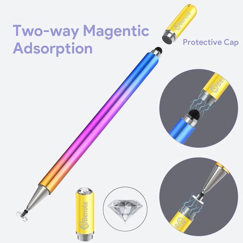 بي نوت قلم ستايلس لشاشة اللمس، قلم ستايلس بطرف مطاطي عالي الحساسية للرسم والكتابة والتابلت لاجهزة ايباد وايفون وابل واندرويد واتش بي كروم بوك والجوال - ذهبي وردي in Kuwait