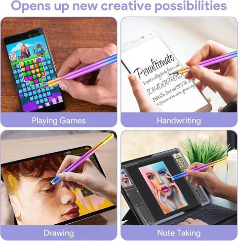 بي نوت قلم ستايلس لشاشة اللمس، قلم ستايلس بطرف مطاطي عالي الحساسية للرسم والكتابة والتابلت لاجهزة ايباد وايفون وابل واندرويد واتش بي كروم بوك والجوال - ذهبي وردي in Kuwait