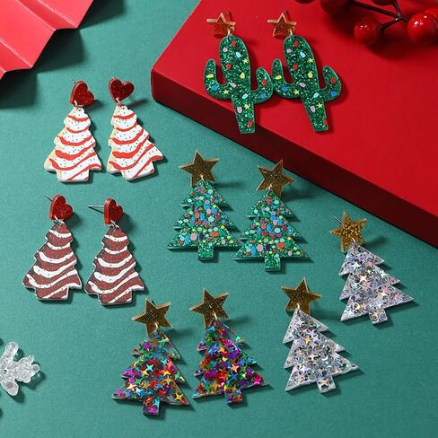 Red Crystal Bell Christmas Hat Earrings Santa Claus Christmas Tree Dangle Earrings Asymmetric Elk Santa Hat Butterfly Bell Christmas Earrings Rhinestone Christmas Stud Earrings for Women Teen Girls in Kuwait