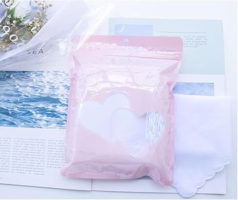 White Handkerchiefs Premium 60s Cotton scalloped Hankies 11 Inches in Saudi Arabia