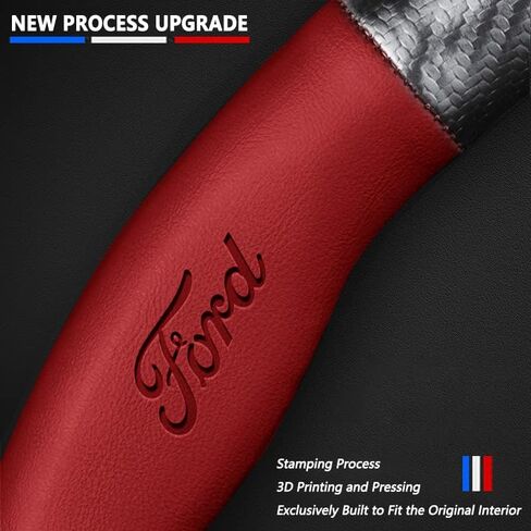 Customized Steering Wheel Cover Compatible with Honda, Premium Napaa Leather and Carbon Fiber Texture Steering Wheel Cover,with 2 Coasters and USB Fast Charging Cable (Red) in Saudi Arabia