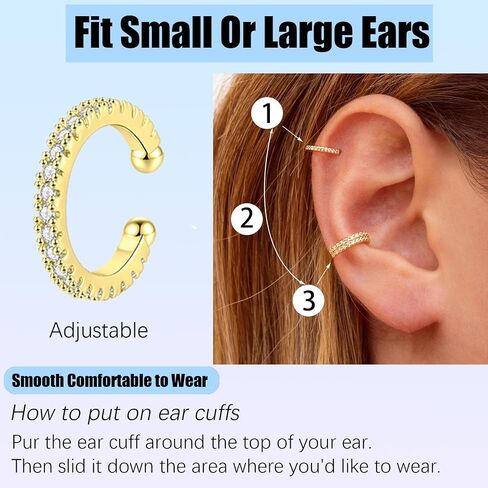 16 Pcs Ear Cuffs for Women Non Piercing Ear Cuffs Earrings 14K Gold Plated Cuff Earrings Non Pierced Clip On Cartilage Earring Fake Earrings Jewelry Set in Saudi Arabia