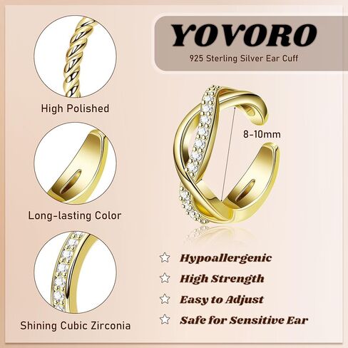 3Pcs 14K Gold Ear Cuff Earrings for Women Adjustable Non Piercing Ear Cuffs Sterling Silver Fake Earrings Clip on Cartilage Earring Ear Cuffs Jewelry in Saudi Arabia