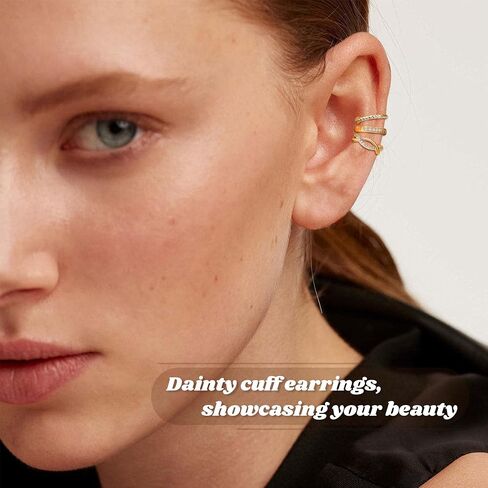 3Pcs 14K Gold Ear Cuff Earrings for Women Adjustable Non Piercing Ear Cuffs Sterling Silver Fake Earrings Clip on Cartilage Earring Ear Cuffs Jewelry in Saudi Arabia