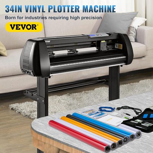 آلة قطع الفينيل VEVOR، راسمة فينيل مقاس 28 بوصة، قاطعة راسمة شاشة LCD، بكرات زنبركية مزدوجة قابلة للتعديل، راسمة قطع اللافتات، راسمة مع برنامج Signmaster للتصميم والقطع in Kuwait
