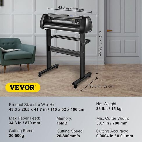 آلة قطع الفينيل VEVOR، راسمة فينيل مقاس 28 بوصة، قاطعة راسمة شاشة LCD، بكرات زنبركية مزدوجة قابلة للتعديل، راسمة قطع اللافتات، راسمة مع برنامج Signmaster للتصميم والقطع in Kuwait