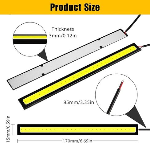 Linkstyle 12 قطعة ضوء الجري النهاري، شريط LED خارجي داخلي للسيارة، ضوء فائق السطوع 12 فولت تحت التوهج، مصباح تشغيل COB DRL مقاوم للماء للشاحنة والقوارب والدراجات النارية RV، أبيض in Kuwait