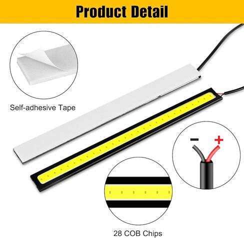 Linkstyle 12 قطعة ضوء الجري النهاري، شريط LED خارجي داخلي للسيارة، ضوء فائق السطوع 12 فولت تحت التوهج، مصباح تشغيل COB DRL مقاوم للماء للشاحنة والقوارب والدراجات النارية RV، أبيض in Kuwait