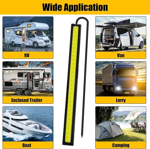 Linkstyle 12 قطعة ضوء الجري النهاري، شريط LED خارجي داخلي للسيارة، ضوء فائق السطوع 12 فولت تحت التوهج، مصباح تشغيل COB DRL مقاوم للماء للشاحنة والقوارب والدراجات النارية RV، أبيض in Kuwait