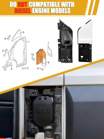 Transit Gas Door, Fuel Filler Pocket Door Hinge and Housing Assembly Compatible on Ford Transit Vans 150 250 350(HD) 2015-2023, Fuel Tank Filler Pipe for CK4Z-5427936-A CK4Z-5427936-F in Kuwait