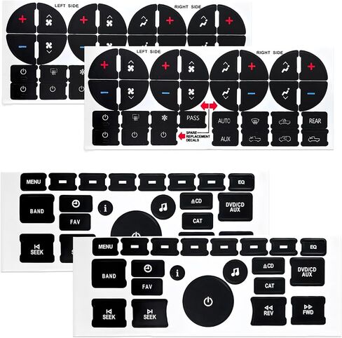 4 PCS AC Dash Button Repair Kit, Decal Replacement for Fixing Ruined Faded A/C Controls, AC & Radio Dash Buttons Decal Replacement Stickers, Universal Car Accessories in Saudi Arabia
