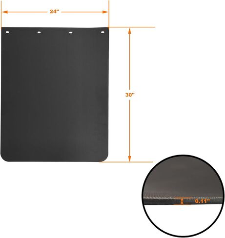 24"x24" Black Polymer Mud Flaps and 24"x3" Mud Flap Reflector Reflective Tape Fit for Semi Trucks Trailers, 2 Pack in Kuwait