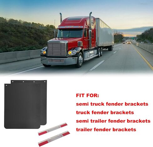 24"x24" Black Polymer Mud Flaps and 24"x3" Mud Flap Reflector Reflective Tape Fit for Semi Trucks Trailers, 2 Pack in Kuwait