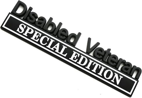 1pc Disabled Veteran Special Edition Emblem Car Decal, Warrior Soldier 3D Sticker, Disabled Veteran Special Edition Letters Car Badges, Accessories (Black Red) in Kuwait