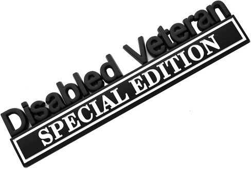 1pc Disabled Veteran Special Edition Emblem Car Decal, Warrior Soldier 3D Sticker, Disabled Veteran Special Edition Letters Car Badges, Accessories (Black Red) in Kuwait