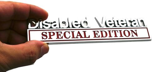 1pc Disabled Veteran Special Edition Emblem Car Decal, Warrior Soldier 3D Sticker, Disabled Veteran Special Edition Letters Car Badges, Accessories (Black Red) in Kuwait