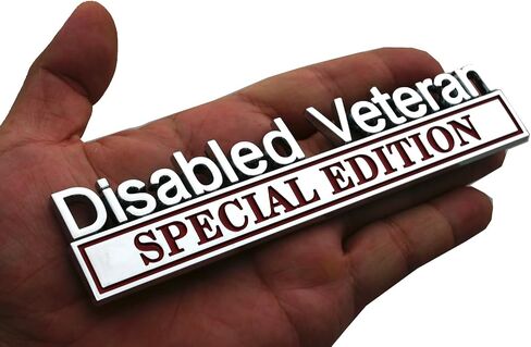 1pc Disabled Veteran Special Edition Emblem Car Decal, Warrior Soldier 3D Sticker, Disabled Veteran Special Edition Letters Car Badges, Accessories (Black Red) in Kuwait