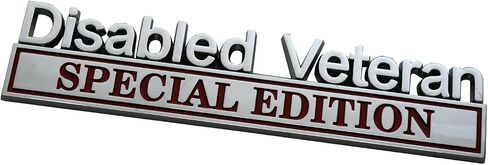 1pc Disabled Veteran Special Edition Emblem Car Decal, Warrior Soldier 3D Sticker, Disabled Veteran Special Edition Letters Car Badges, Accessories (Black Red) in Kuwait