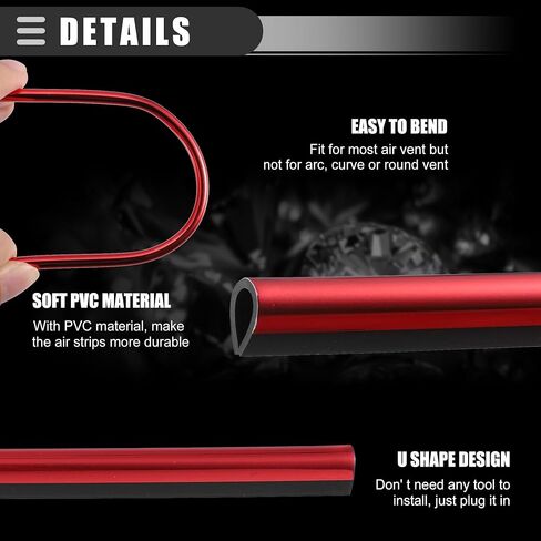 Motoforti Universal Car Air Conditioner Vent Outlet Trims, Interior Accessories, Car Decorative Filler Insert Strip Line, 5m 16.4ft, PVC, Red, 1 Set in Saudi Arabia