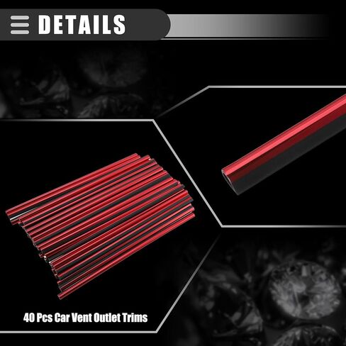 Motoforti Universal Car Air Conditioner Vent Outlet Trims, Interior Accessories, Car Decorative Filler Insert Strip Line, 5m 16.4ft, PVC, Red, 1 Set in Saudi Arabia