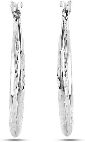 LeCalla 925 Sterling Silver Hoops Earring Diamond-Cut Textured Click-Top Lightweight Round Hoop Earrings for Women in Kuwait