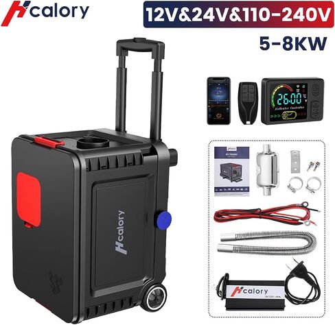 HCALORY Diesel Heater 8KW, Portable Diesel Air Heater All-in-one with Bluetooth Control and LCD Screen, Parking Diesel Heaters 110V AC & 12V 24V DC, 5L Fuel Tank for Car, Truck, Boat, RV,Campers in Saudi Arabia