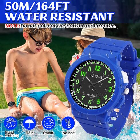 Juboos Kid's Analog Watch for Boys and Girls, 5ATM/50M Waterproof Quartz Children's Watch with 7 Colorful LED Light, Outdoor Sports Watch Suitable for Teenagers Aged 7-16 (Dark Blue) in Saudi Arabia