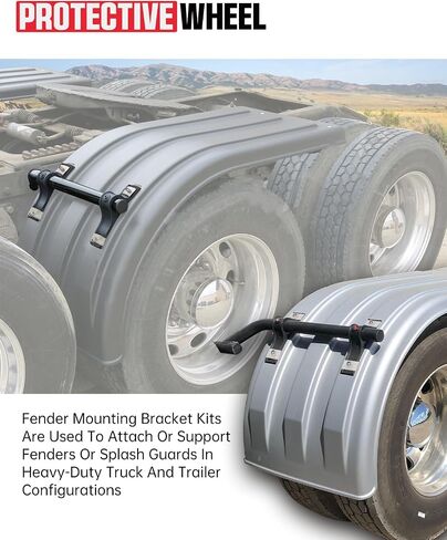 4 Pcs Fender Brackets Assembly - 8591005 Fender Hanger Mounting Bracket for Trailer Dump Trucks, Flatbed Trucks Dual Rear Wheels Replacement 8590195 & 8590245 Poly Fender (One Side) in Saudi Arabia