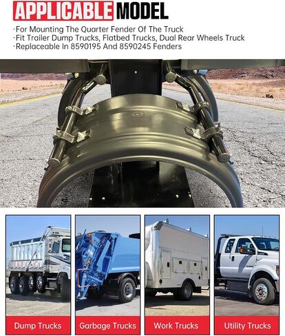 4 Pcs Fender Brackets Assembly - 8591005 Fender Hanger Mounting Bracket for Trailer Dump Trucks, Flatbed Trucks Dual Rear Wheels Replacement 8590195 & 8590245 Poly Fender (One Side) in Saudi Arabia
