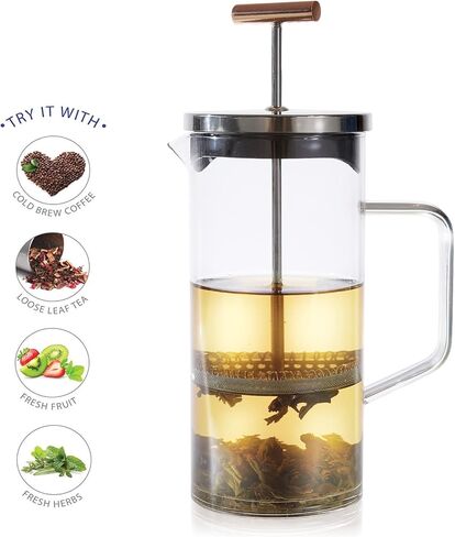 Teabloom Tea Press with Copper Pull Handle and Stainless Steel Filter – Tea Connoisseur's Choice – Pekoe Tea Maker, 12-Ounce in Saudi Arabia