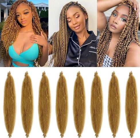 Springy Afro Twist Hair 24 Inch 8 Packs Marley Hair Pre-fluffed Spring Twist Hair Twisted Up Kinky Twist Cuban Twist Crochet Hair Pre-separated Braiding Hair For Black Women (24inch, 27#) in Saudi Arabia