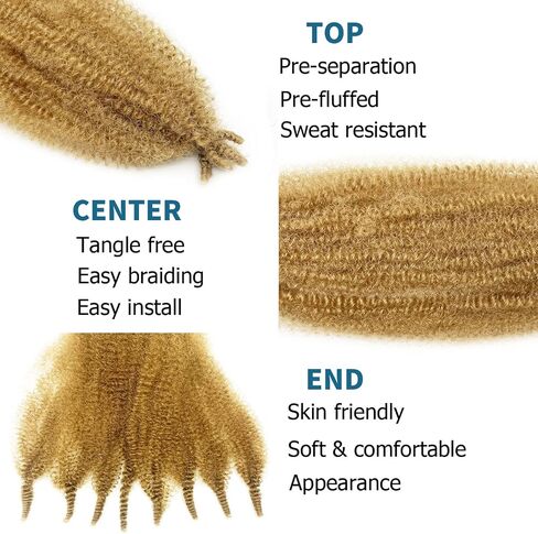 Springy Afro Twist Hair 24 Inch 8 Packs Marley Hair Pre-fluffed Spring Twist Hair Twisted Up Kinky Twist Cuban Twist Crochet Hair Pre-separated Braiding Hair For Black Women (24inch, 27#) in Saudi Arabia