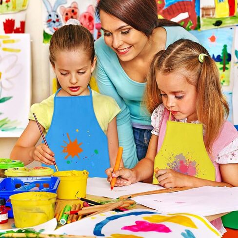 KUUQA 16/24/30/36/40Pcs Kids Apron Painting Aprons for Kids, Kids Paint Apron Art Smock for Classroom Painting Party Supplies in Kuwait