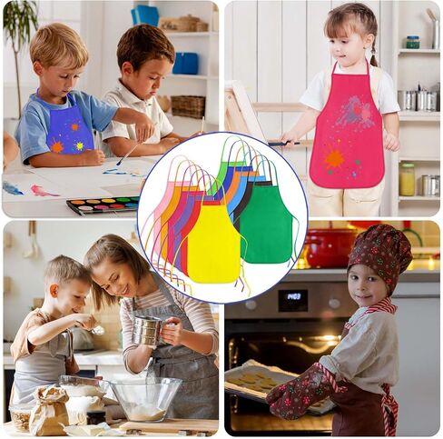 KUUQA 16/24/30/36/40Pcs Kids Apron Painting Aprons for Kids, Kids Paint Apron Art Smock for Classroom Painting Party Supplies in Kuwait